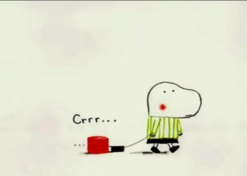 Petit personnage qui tire une casserole; photo extraite du livre "Anatole la petite casserole"