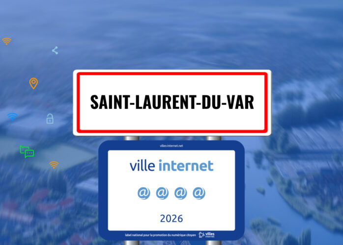 Panneau d'entrée de ville avec label Ville Internet @@@@